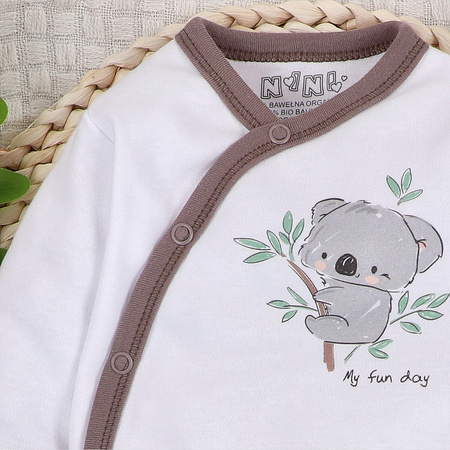 Białe body kopertowe SWEETS KOALA z bawełny organicznej 