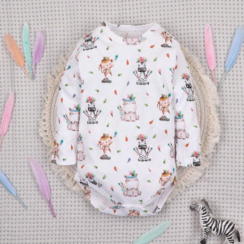Body niemowlęce HAPPY ANIMALS z bawełny organicznej