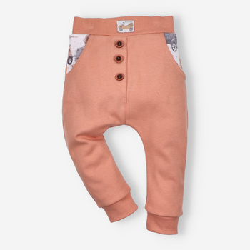 Spodnie dwuwarstwowe niemowlęce CUTE CARS z bawełny organicznej dla chłopca