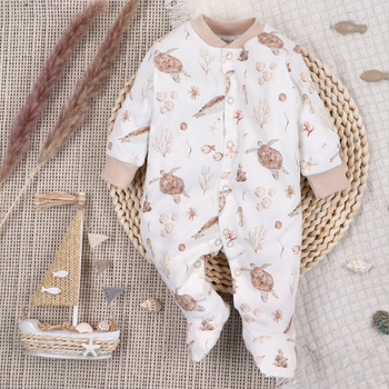 Pajac niemowlęcy TURTLES z bawełny organicznej dla chłopca