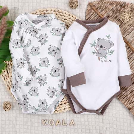 Białe body kopertowe SWEETS KOALA z bawełny organicznej 