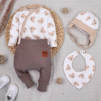 Komplet niemowlęcy SWEET BEARS z bawełny organicznej NINI