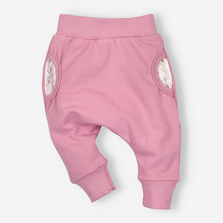 Spodnie niemowlęce PINK DREAMS  z bawełny organicznej dla dziewczynki