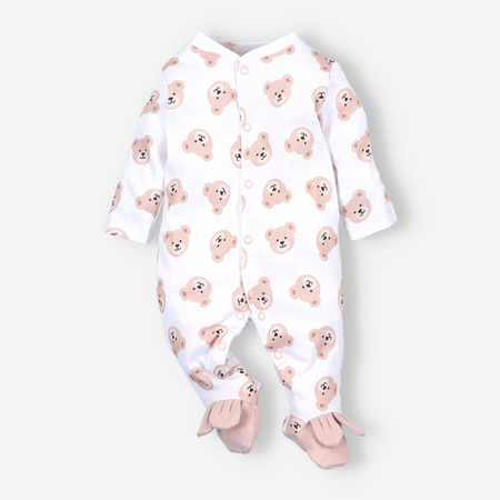 Pajac niemowlęcy SWEET BEARS z bawełny organicznej 