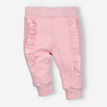 Spodnie niemowlęce PINK FLOWERS z bawełny organicznej dla dziewczynki