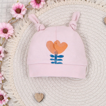 Czapka niemowlęca TĘCZOWY OGRÓD z bawełny organicznej dla dziewczynki