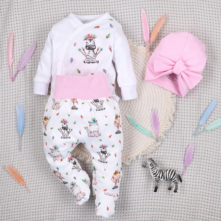 Czapka niemowlęca HAPPY ANIMALS z bawełny organicznej 