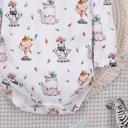 Body niemowlęce HAPPY ANIMALS z bawełny organicznej 