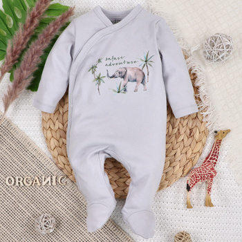 Pajac niemowlęcy SAFARI ADVENTURE z bawełny organicznej dla chłopca