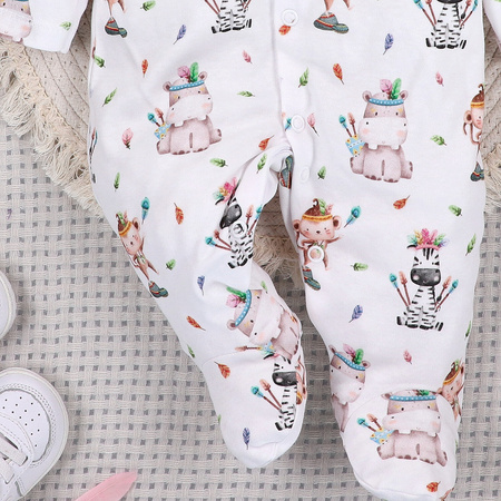 Pajac niemowlęcy HAPPY ANIMALS z bawełny organicznej 