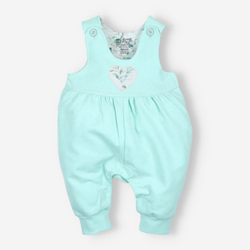 Spodnie ogrodniczki AROMATYCZNE LISTKI z bawełny organicznej dla dziewczynki