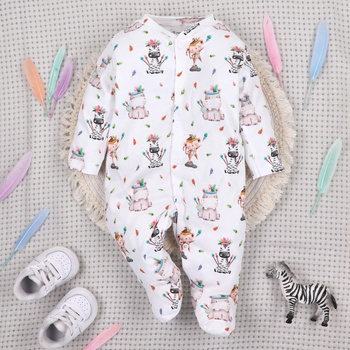 Pajac niemowlęcy HAPPY ANIMALS z bawełny organicznej