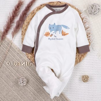 Pajac niemowlęcy SKARBY JESIENI z bawełny organicznej dla chłopca