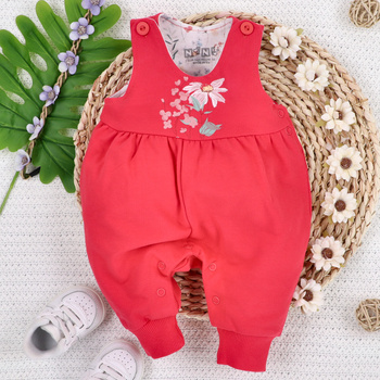 Spodnie ogrodniczki ŁĄKA z bawełny organicznej dla dziewczynki