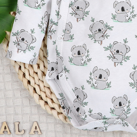 Białe body kopertowe SWEETS KOALA z bawełny organicznej 