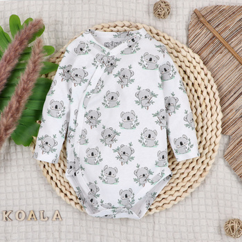 Białe body kopertowe SWEETS KOALA z bawełny organicznej