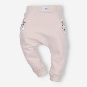 Spodnie dresowe PINK FLOWERS z bawełny organicznej dla dziewczynki