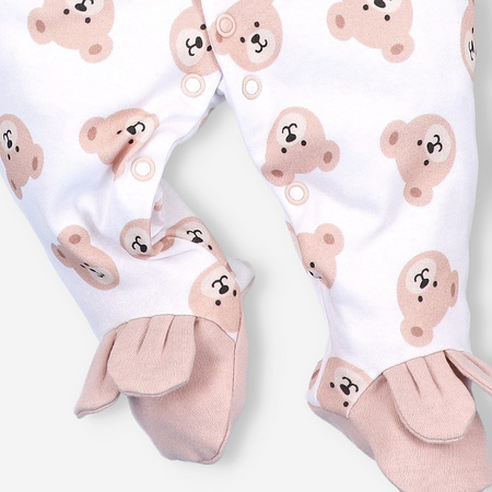 Pajac niemowlęcy SWEET BEARS z bawełny organicznej 